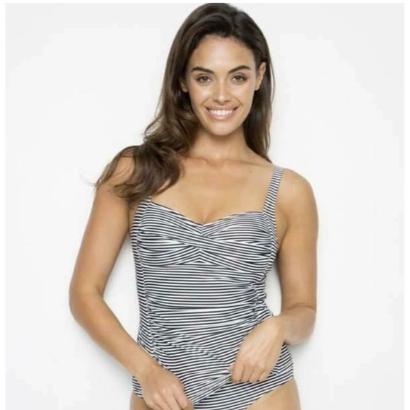 Bond-Eye Australia Striped Twist Tankini Swimsuit Swim Top. Size 8 - Picture 1 of 11
